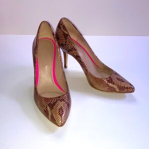 Joan & David Brown Snake Print Heels